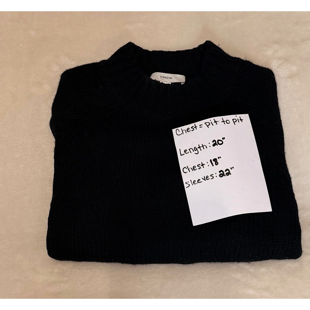 Vince Wool Cashmere Mock Neck Sweater Womens Cropped Raglan Knit Black XS - Picture 6 of 7
